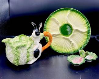 260 - RARE Fitz & Floyd Rabbit & Lettuce Set- LOT OF 3