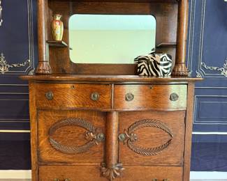 132 - Stunning Civil War Era Cabinet with Mirror
