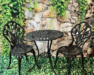 85 LOT. Black Aluminum Patio Set- LOT OF 3
