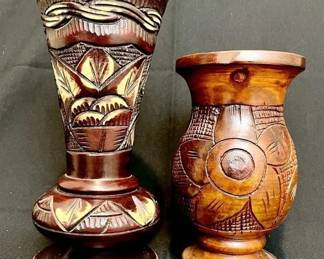 236 - Carved Wood Vases- LOT OF 2