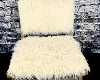 137 LOT. World Market White Faux Fur Chair