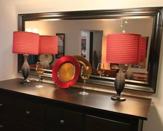 200 - ALMOST 6 FEET Large Brown Black Trim Mirror