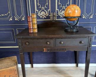 123 LOT. Dark Walnut Antique Vanity Desk