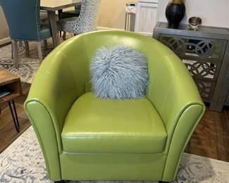 196 - Modern Eclectic Green Barrel Chair- LOT OF 1