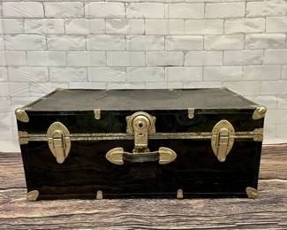 115 LOT. Vintage Black LuggageStorage ChestTrunk