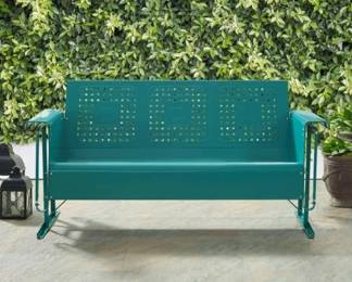 86 LOT. 3Person Turquoise Metal Patio Glider IN BOX