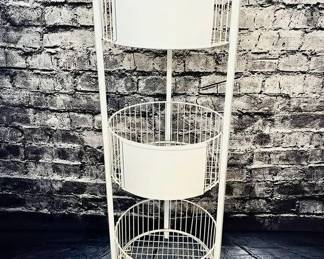 83 LOT. Large White 3Tier Organizing Metal Tower