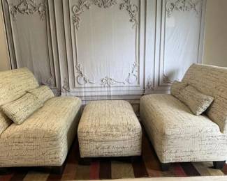 26 LOT. Couches and Ottoman Set- Script Design- LOT OF 1