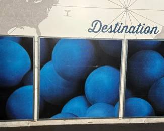 99 LOT. HUGE Triptych Wall Art- 3D Blue Spheres- LOT OF 3