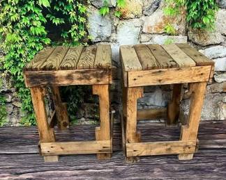 9 LOT. Reclaimed Wood Pallet Stools- LOT OF 2