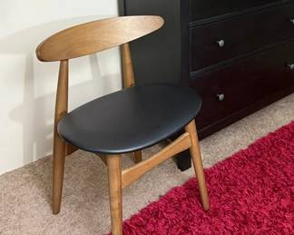 273 LOT. MidCentury Inspired Leather  Wood Accent Chair