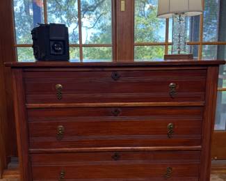152 - Civil War Era 3 Drawer Wood Cabinet/Server