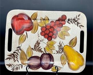 245 - Hand Painted/Crafted Serving Tray w/Fruit Design