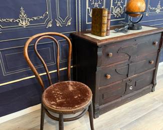 129 LOT. Primitive Antique Wood Bistro Parlor Chair 