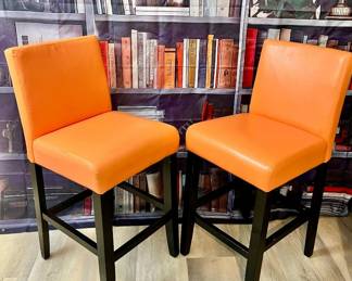 19 LOT. Eccentric Orange Counter Stools- LOT OF 2
