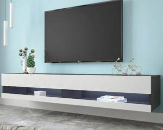 2 LOT. Modern Floating Cabinet Black and White