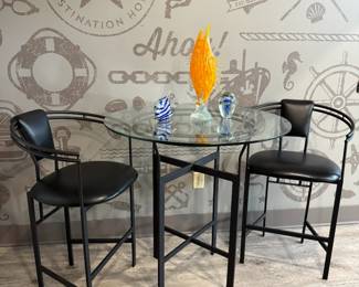 248 - High Top Glass Table with Two Chair- LOT OF 3