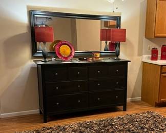 192 - Large Black Brown 8 Drawer Server - Dresser