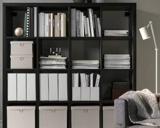 206 - 16 CUBBIE Shelving Unit and Fabric Boxes- LOT OF 9