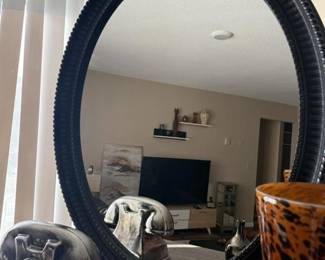 98 LOT. LARGE Oval Black Trim Mirror