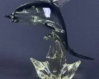 Murano Art Glass Dolphin Green