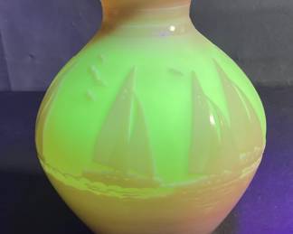Fenton Sunset Sails Uranium Glass Vase
