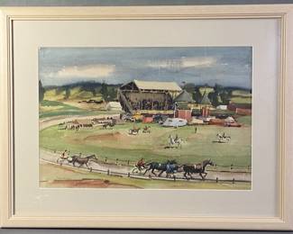 Paul Sample Sulkey Racing Watercolor Painting