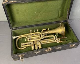 Antique Grinnell Bros Cornet with Case