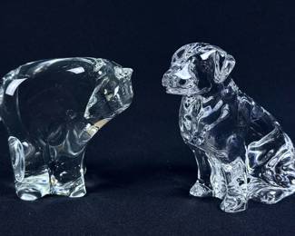 Clear Art Glass Polar Bear & Waterford Labrador