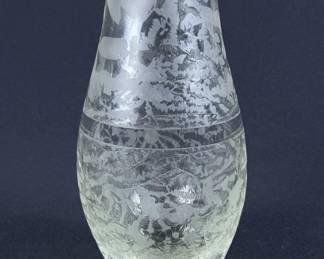 Vintage Etched Clear Art Glass Vase