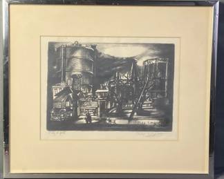 City Lights Lithograph Philip Evergood Signed