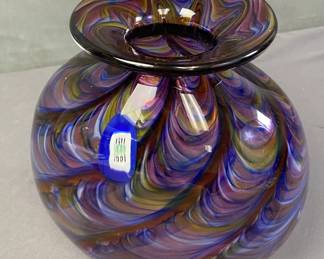 Hand Blown Amethyst Art Glass Anniversary Vase