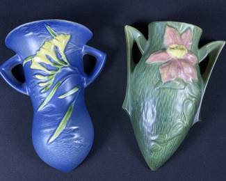 Vintage Roseville Pottery Wall Vase Pair