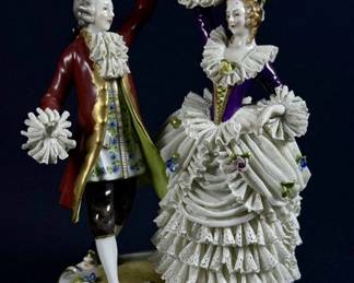 Vintage Dresden Style Porcelain Dancing Couple