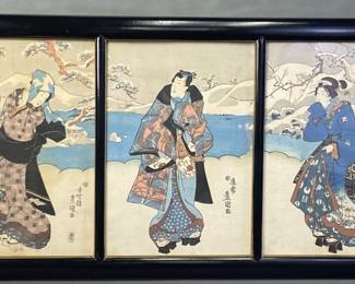 Antique Courtesan Triptych Toyokuni