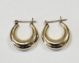14K Yellow Gold Puffy Hoop Earrings