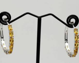 10k Gold Filled Citrine Hoop Earrings
