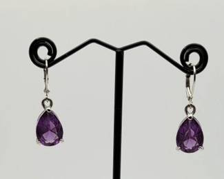 10k White Gold Amethyst Earrings