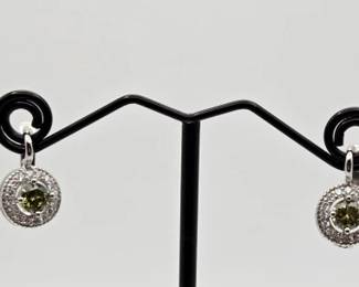 10k White Gold Peridot and Crystal Earrings
