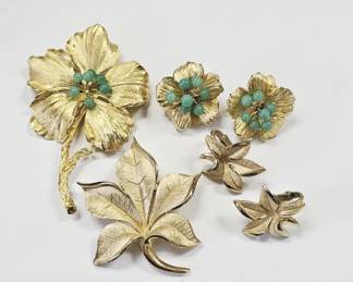 2 Sets of Vintage Brooch & Earrings Inc Trifari