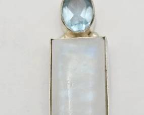 Sterling Silver Moonstone and Aquamarine Pendant