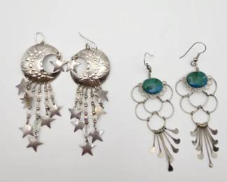 Vintage Sterling Silver Rhinestone and Turquoise