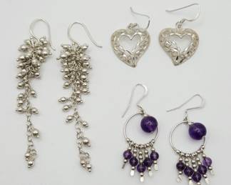 Sterling Silver and Amethyst Earrings Set