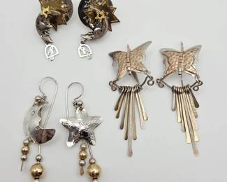 Vintage Sterling and Mixed Metal Earrings