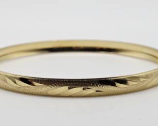 Vintage Italian 14K Gold Etched Bangle