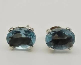 Sterling Silver Blue Topaz Stud Earrings