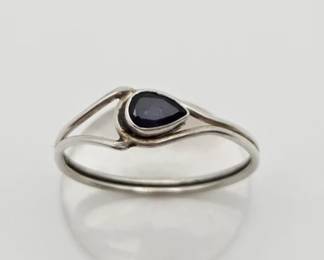 Sterling Silver Teardrop Sapphire Ring