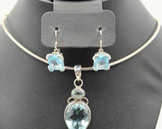 Sterling Silver Aquamarine Set