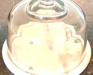112 - Marble Base Glass Dome Dish 6" x 7"