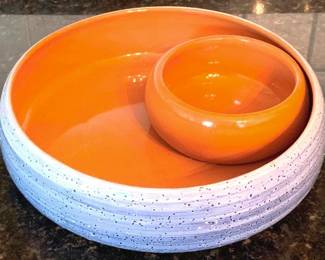 123 - Art Pottery Chip & Dip Bowl